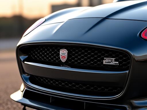 Detailed view of an aggressive front grille modification on a Jaguar